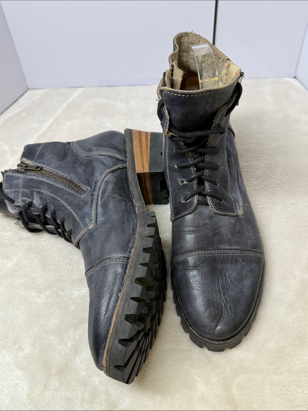 ⭐️Bed Stu cobbler series women's combat boots size 10 blue gray lug soles